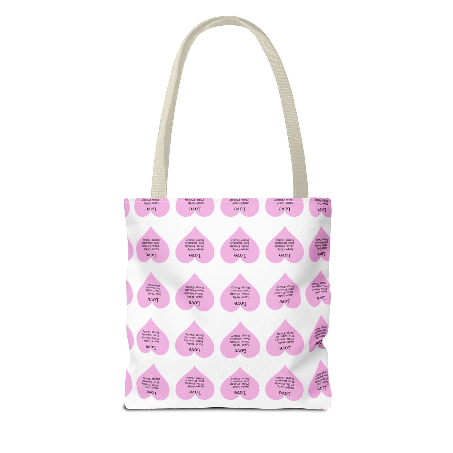 Pink Hearts Tote Bag (White)