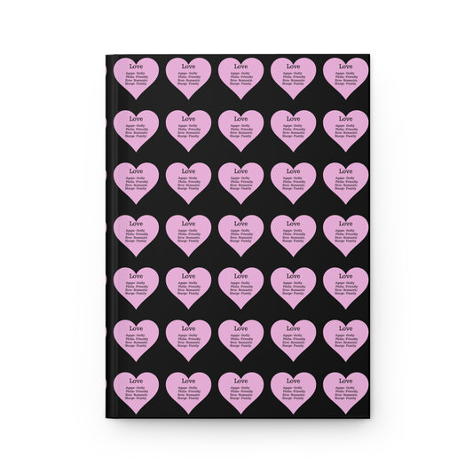 Charming Heart Hardcover Journal Pattern - Lined Pages (Black)