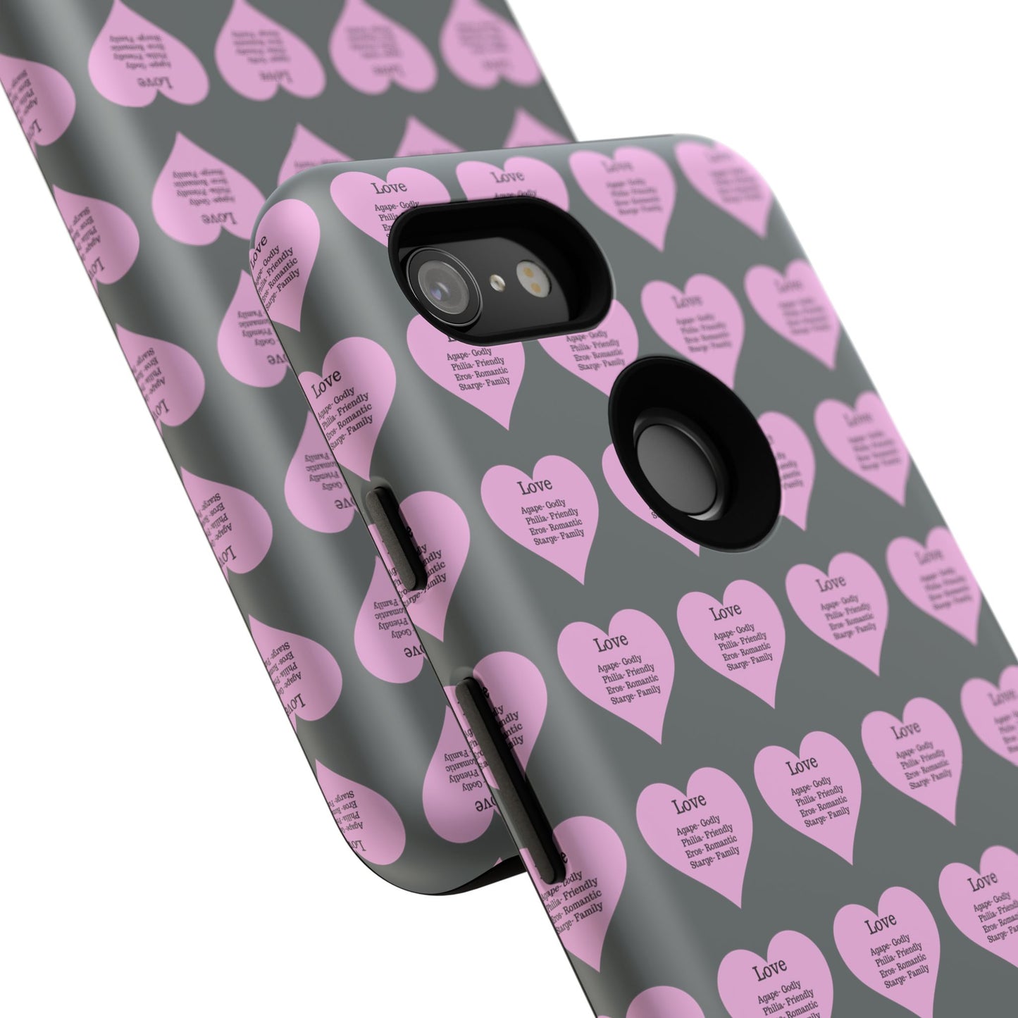 Hearts-A-Flutter Phone Case (iPhone, Google Pixel)(Dark grey)