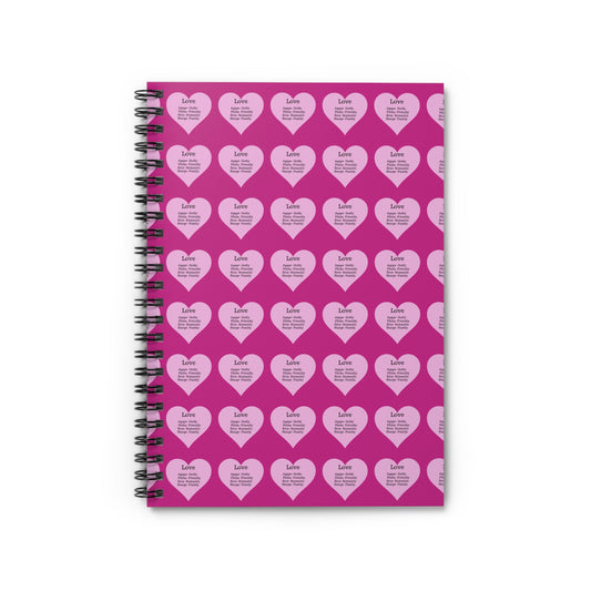 Charming Heart Spiral Notebook Pattern - Ruled Pages (Pink)