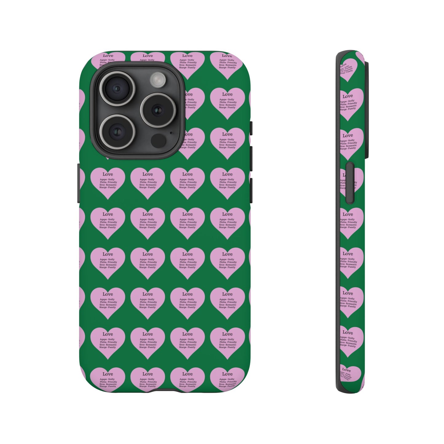 Hearts-A-Flutter Phone Case (iPhone, Google Pixel)(Dark green)