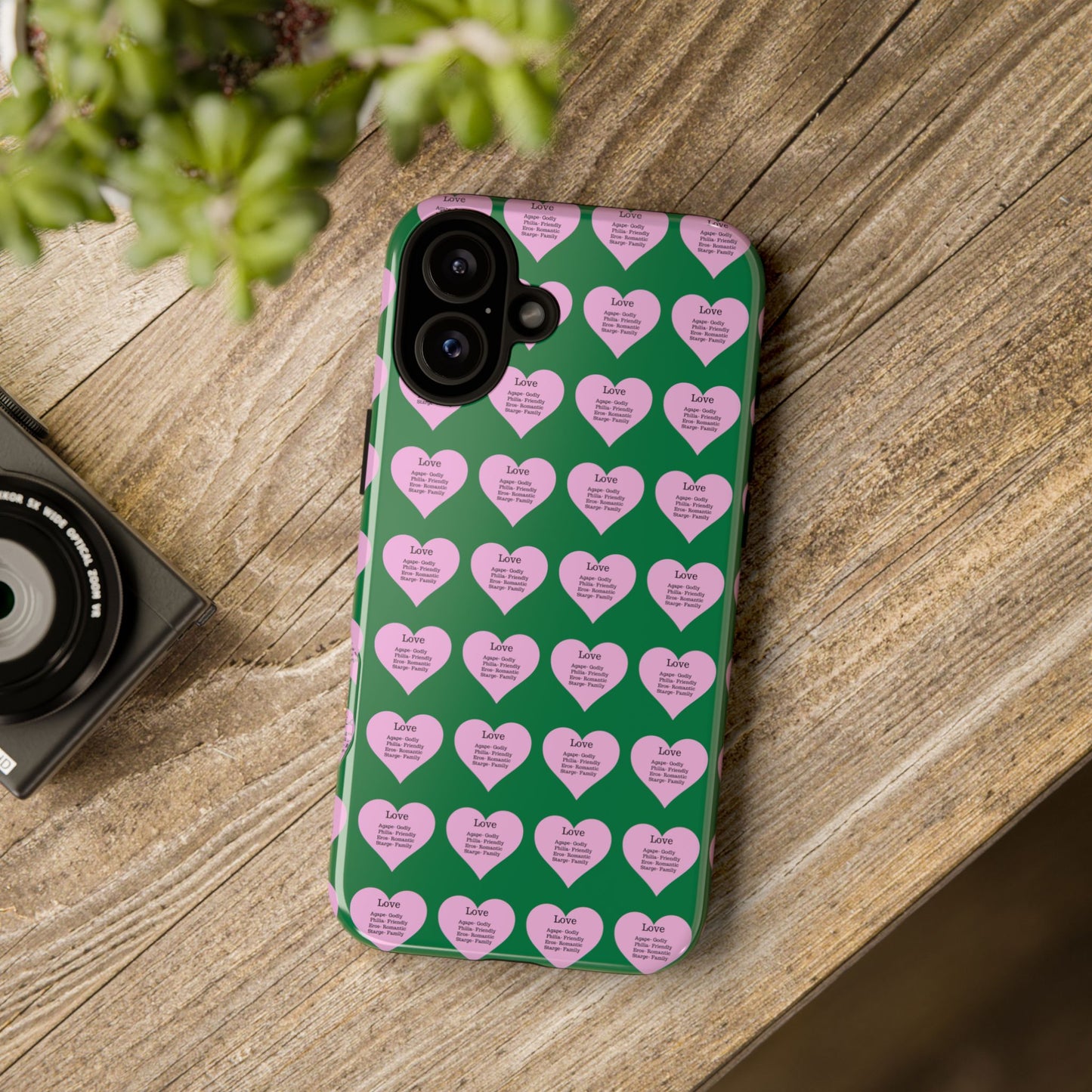 Hearts-A-Flutter Phone Case (iPhone, Google Pixel)(Dark green)