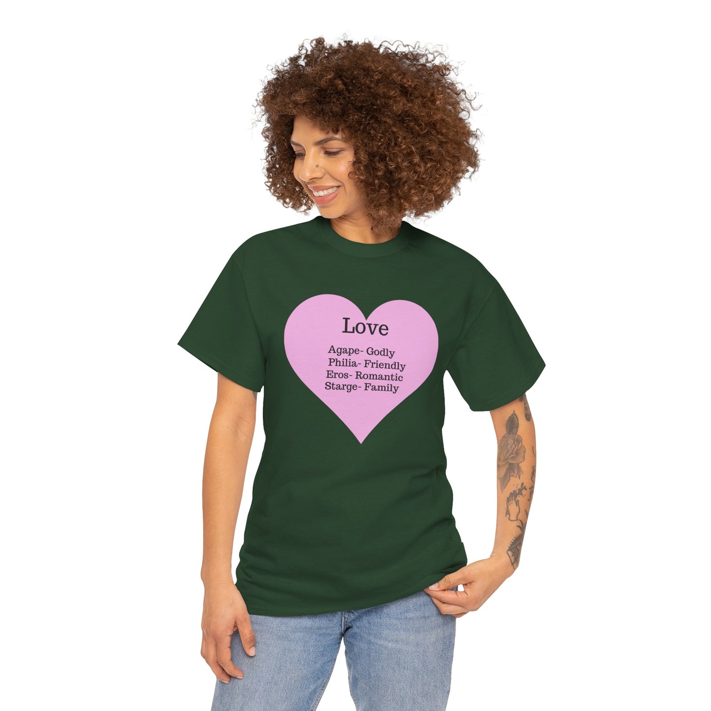 Unisex Love Heart Heavy Cotton T-Shirt - Comfortable Classic Fit Apparel
