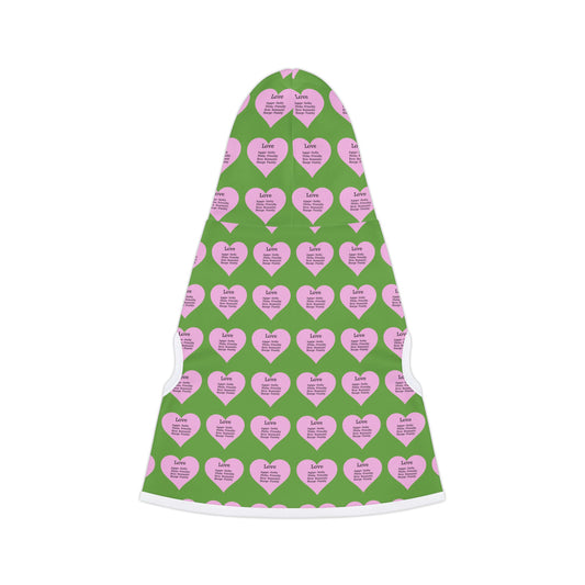 Charming Heart Pet Hoodie Pattern (Green)