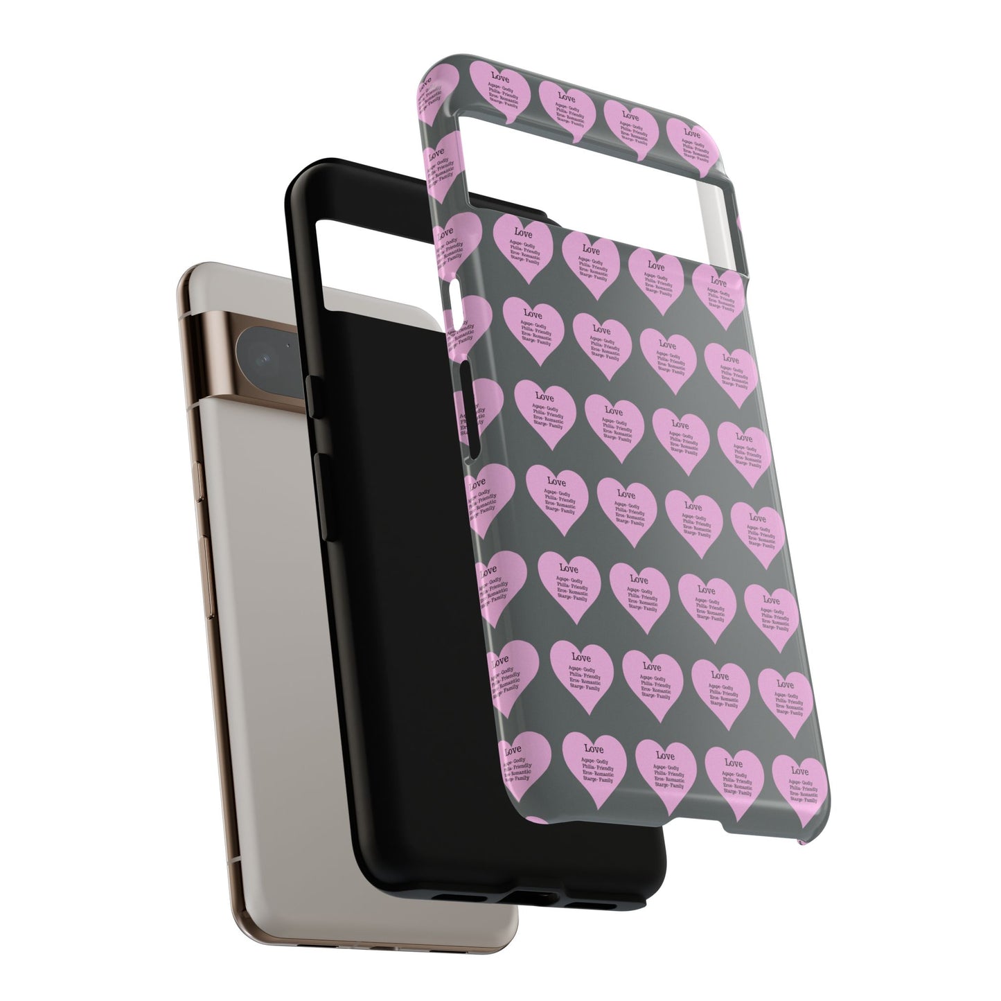 Hearts-A-Flutter Phone Case (iPhone, Google Pixel)(Dark grey)