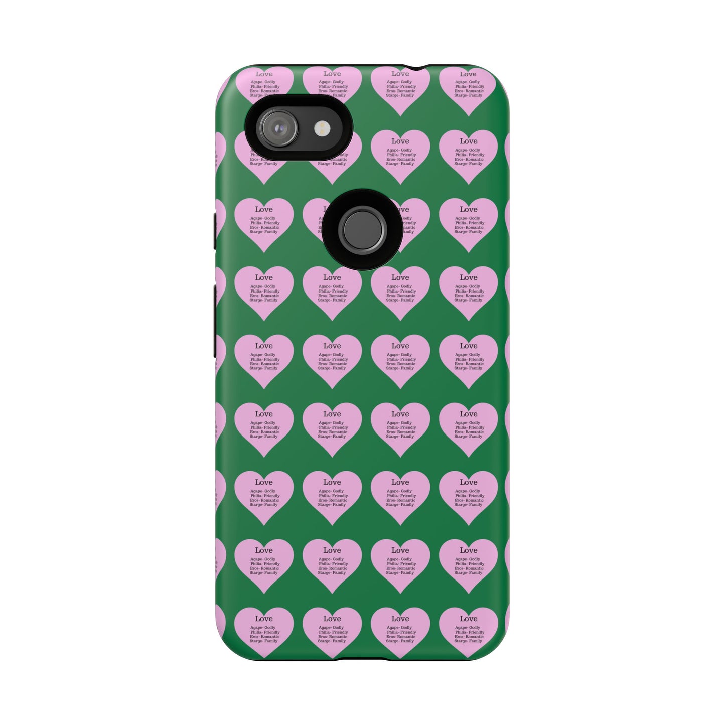 Hearts-A-Flutter Phone Case (iPhone, Google Pixel)(Dark green)