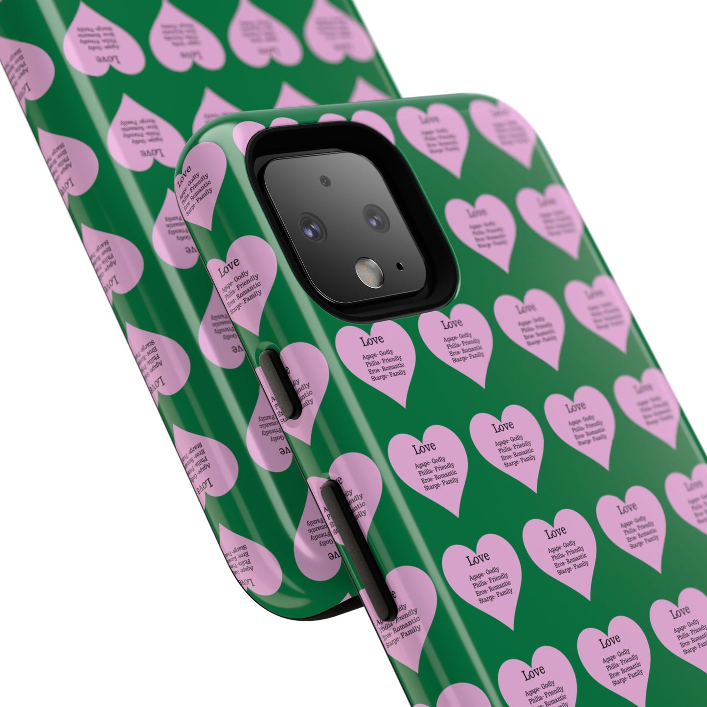 Hearts-A-Flutter Phone Case (iPhone, Google Pixel)(Dark green)