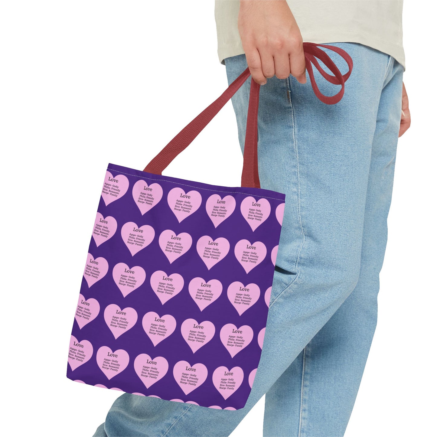 Pink Hearts Tote Bag (Purple)