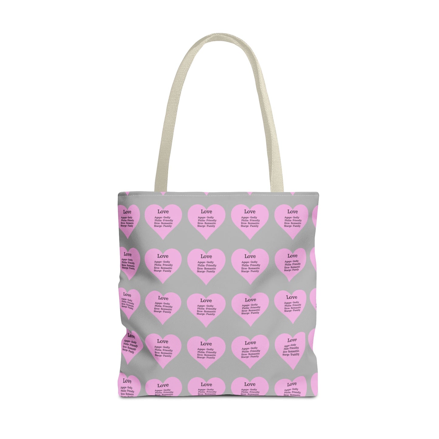Pink Hearts Tote Bag (Light grey)