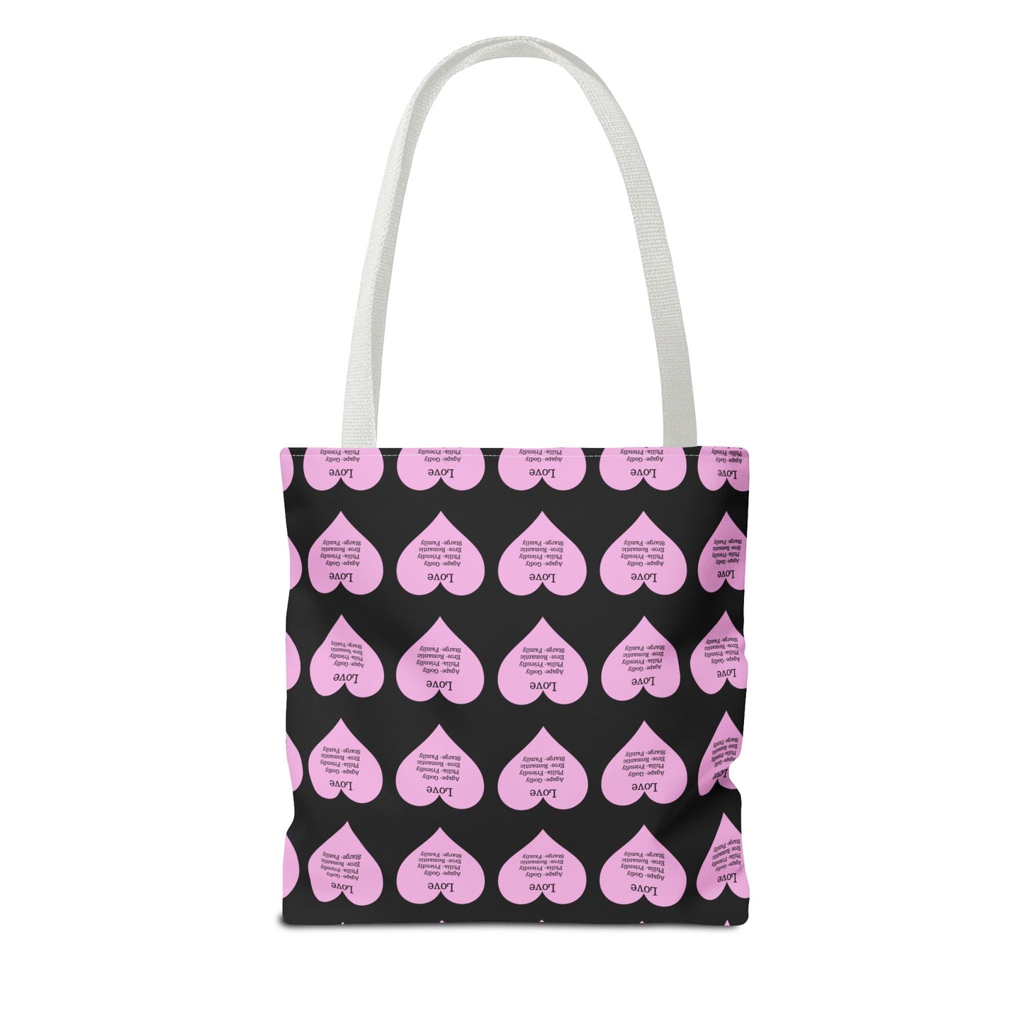 Pink Hearts Tote Bag (Black)