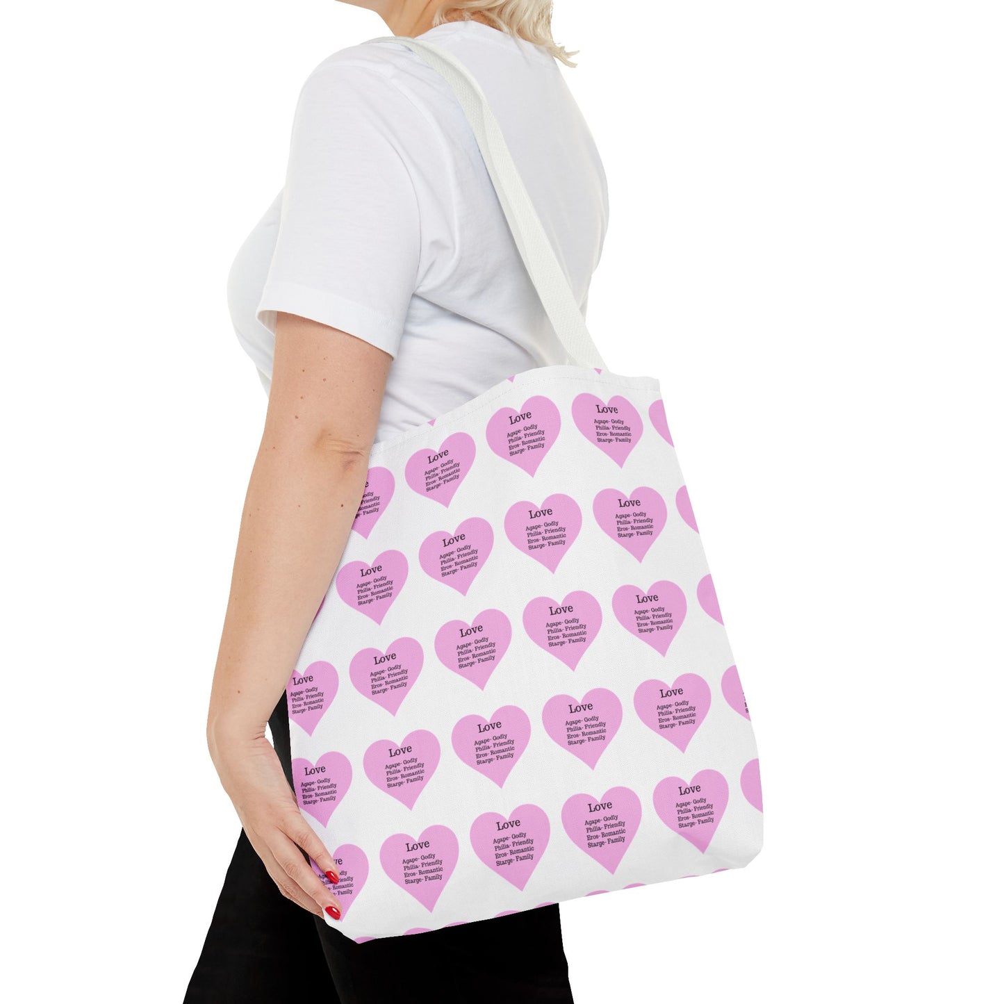 Pink Hearts Tote Bag (White)
