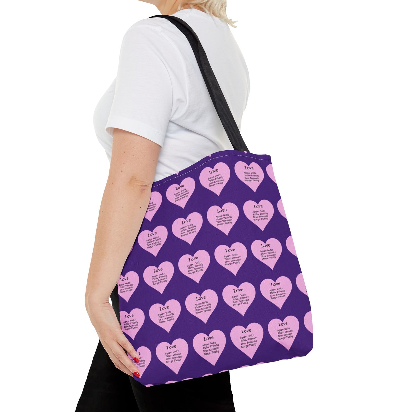 Pink Hearts Tote Bag (Purple)