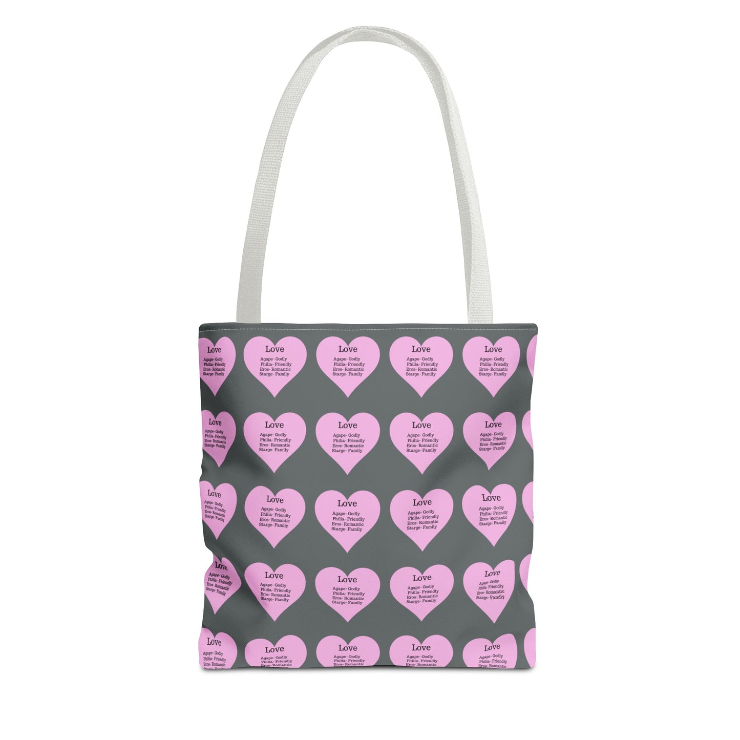 Pink Hearts Tote Bag (Dark grey)