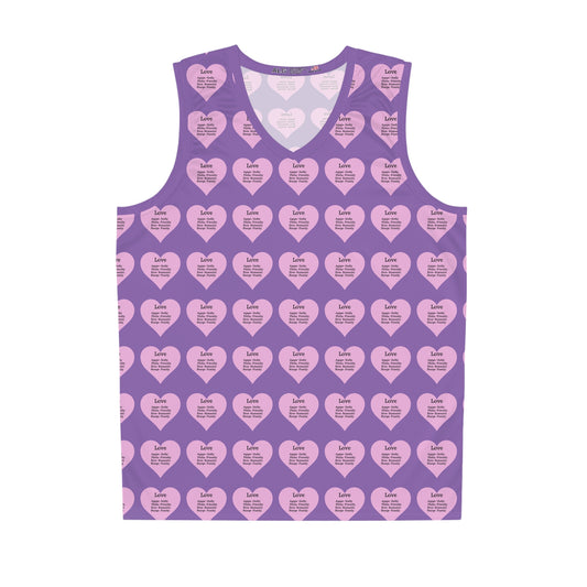 Love Heart All-Over-Print Basketball Jersey (Light Purple)