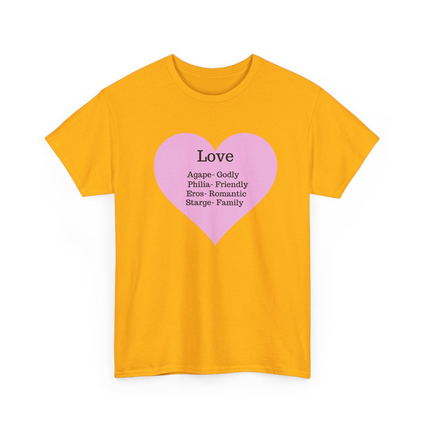 Unisex Love Heart Heavy Cotton T-Shirt - Comfortable Classic Fit Apparel