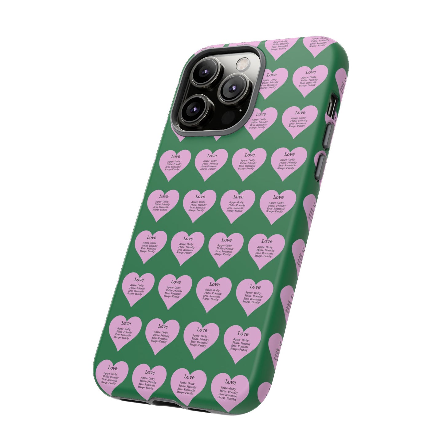 Hearts-A-Flutter Phone Case (iPhone, Google Pixel)(Dark green)