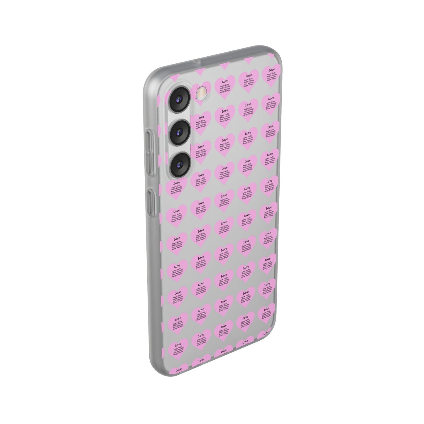 Pink Hearts Transparent Phone Case