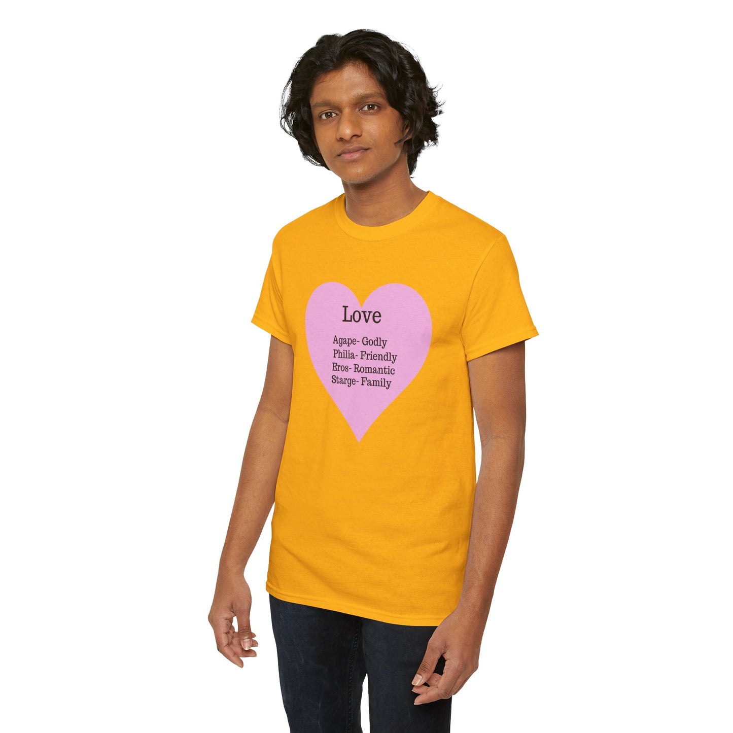 Unisex Love Heart Heavy Cotton T-Shirt - Comfortable Classic Fit Apparel