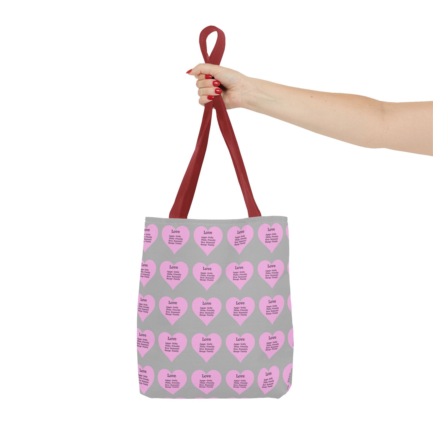Pink Hearts Tote Bag (Light grey)
