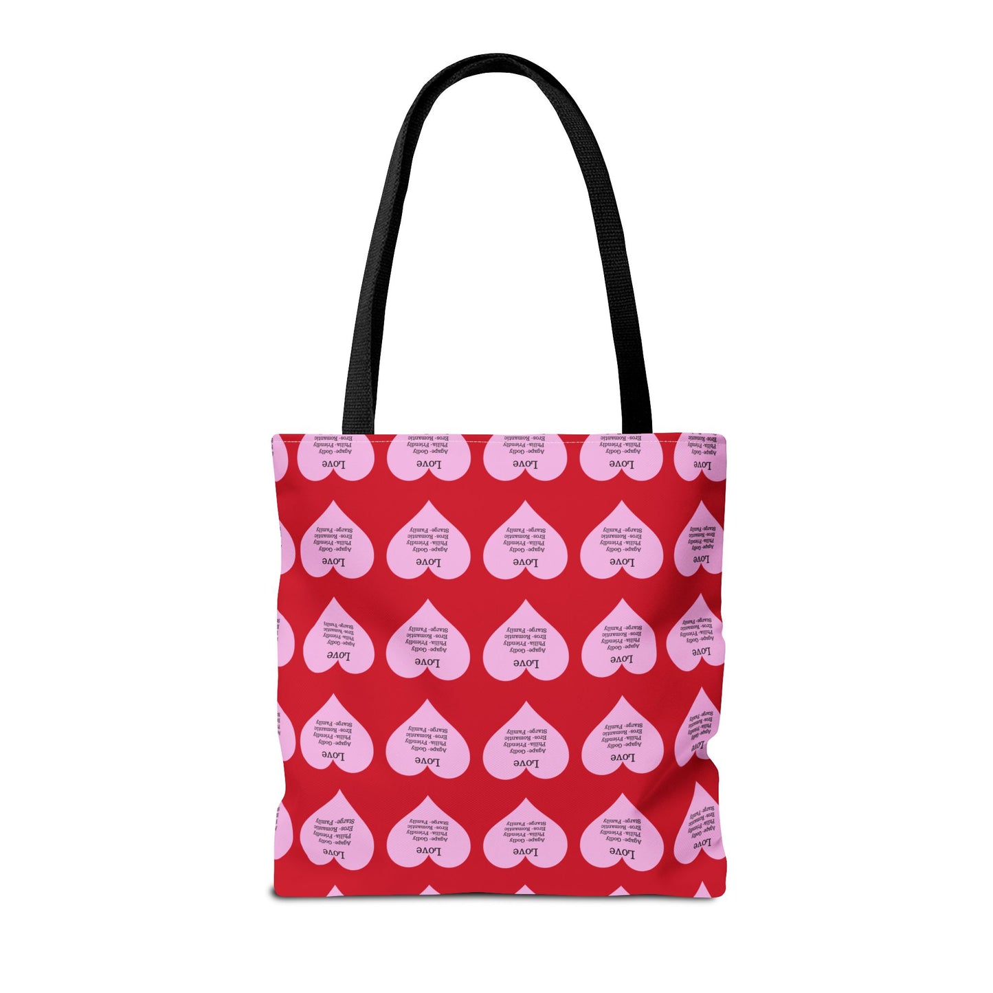 Pink Hearts Tote Bag (Dark red)