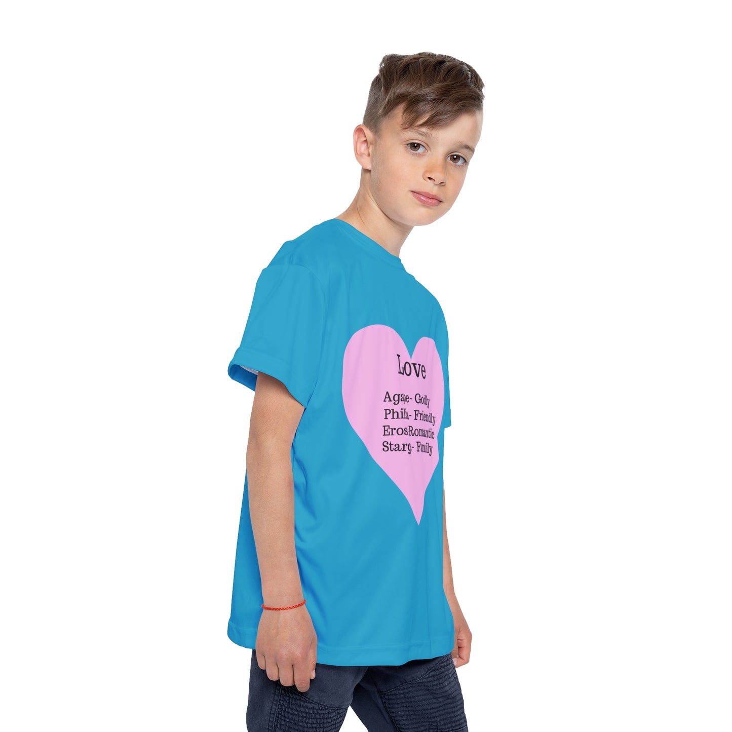 Types of Love Heart Kids Performance Jersey (Turquoise)