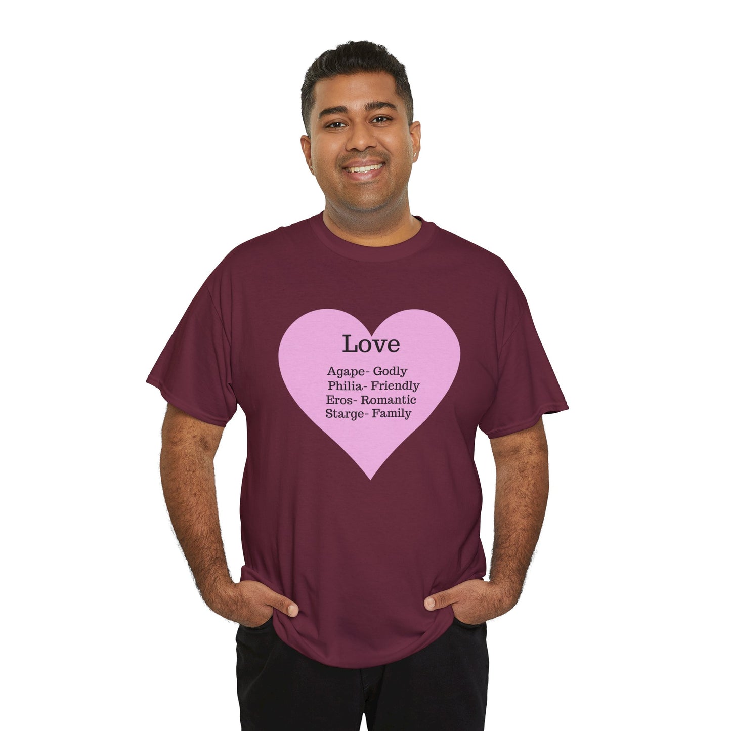Unisex Love Heart Heavy Cotton T-Shirt - Comfortable Classic Fit Apparel