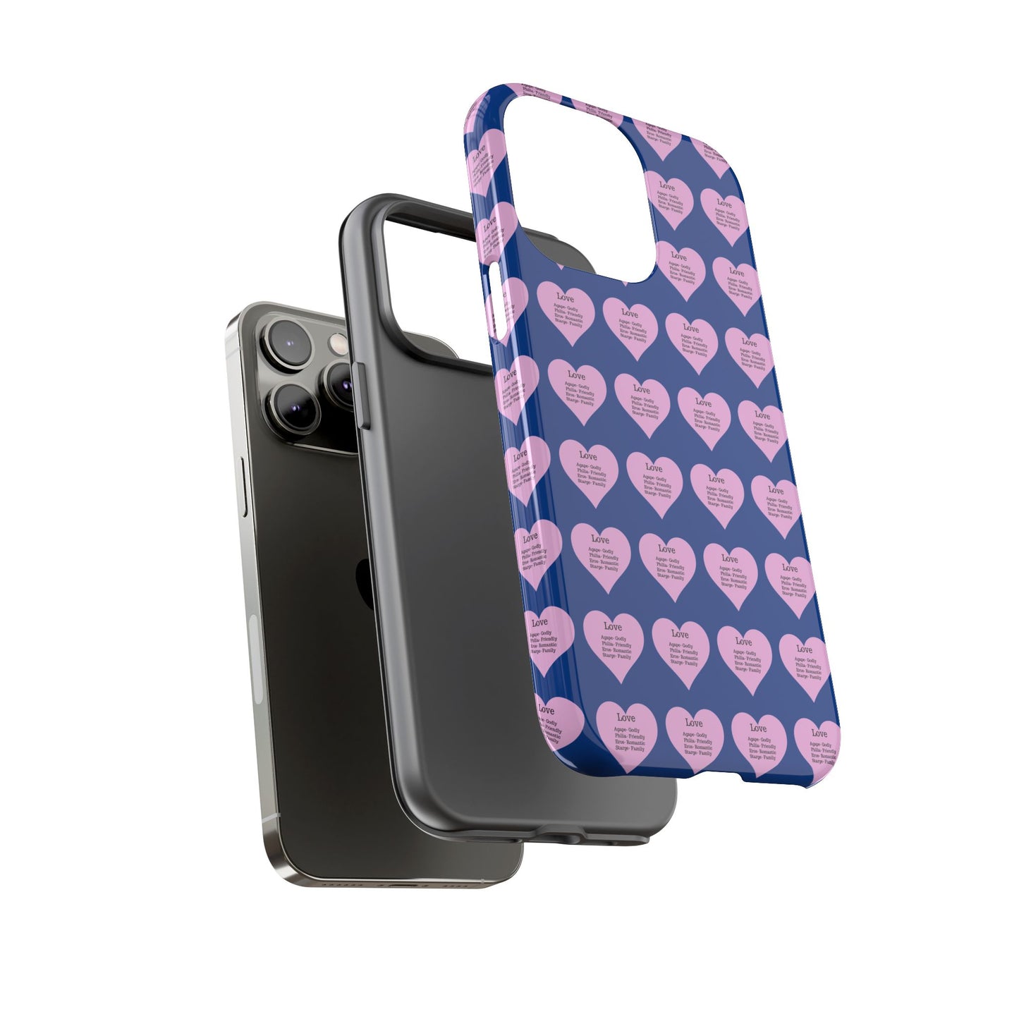 Hearts-A-Flutter Phone Case (iPhone, Google Pixel)(Dark blue)
