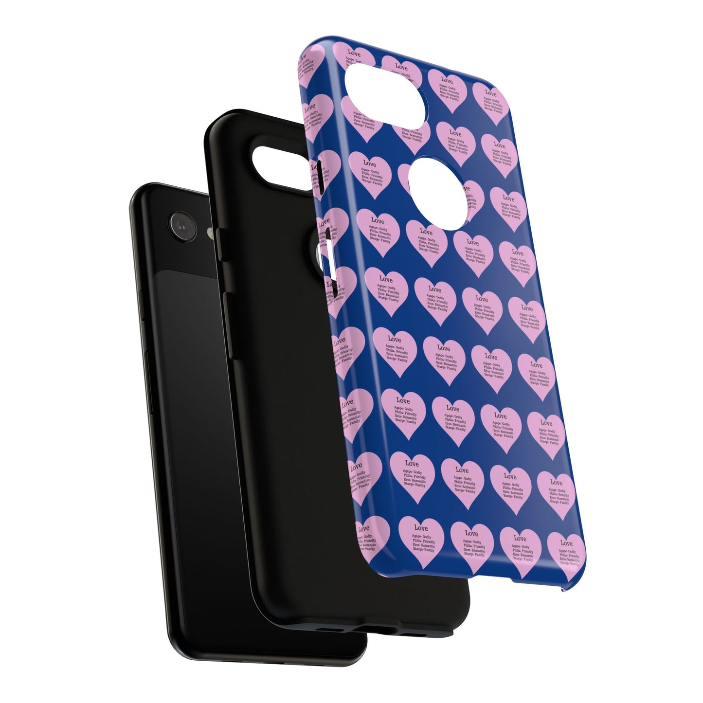 Hearts-A-Flutter Phone Case (iPhone, Google Pixel)(Dark blue)