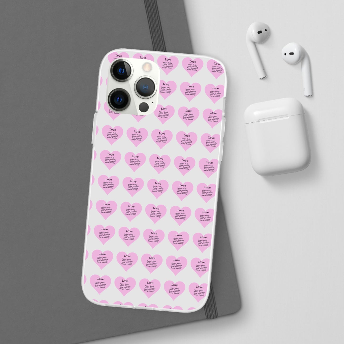 Pink Hearts Transparent Phone Case