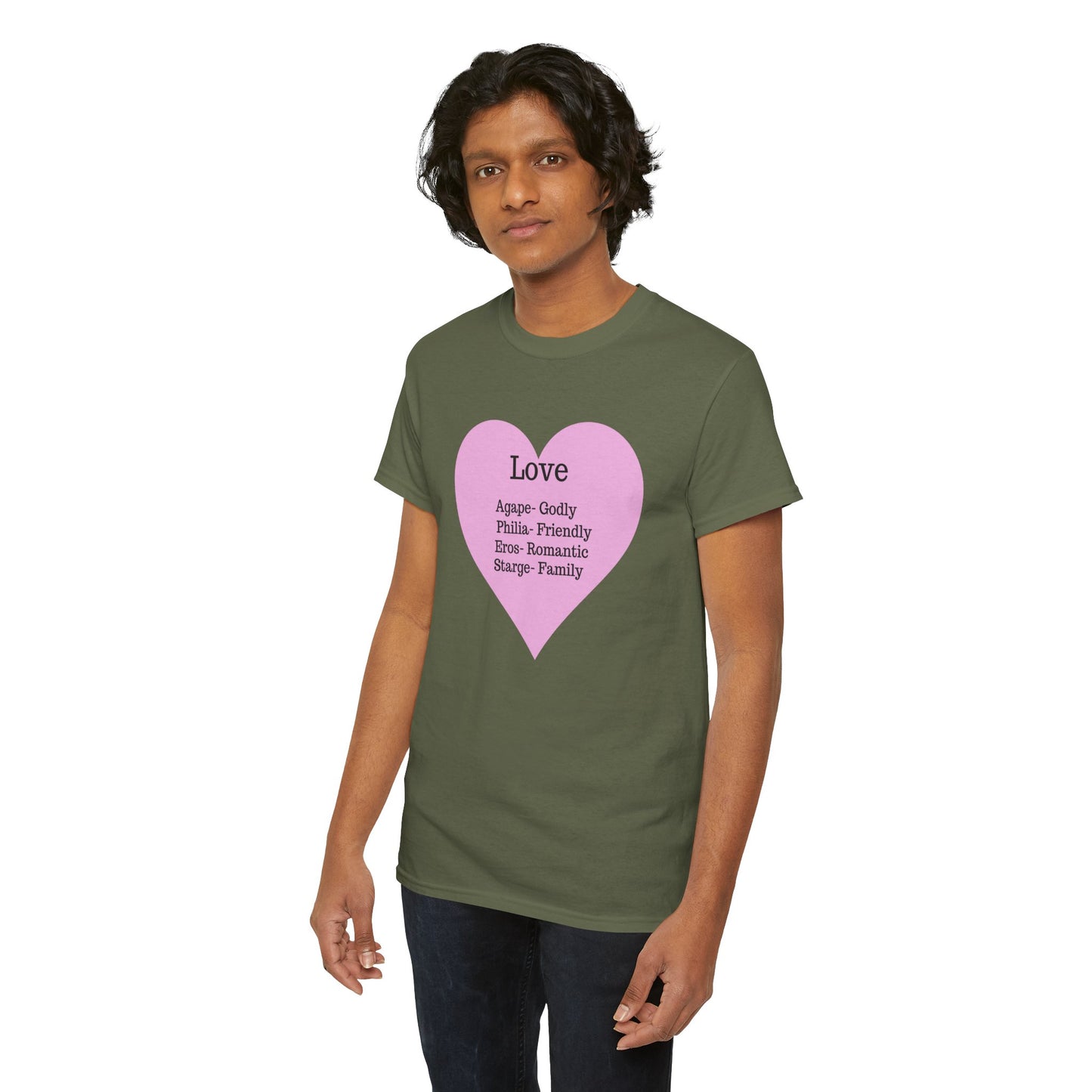 Unisex Love Heart Heavy Cotton T-Shirt - Comfortable Classic Fit Apparel