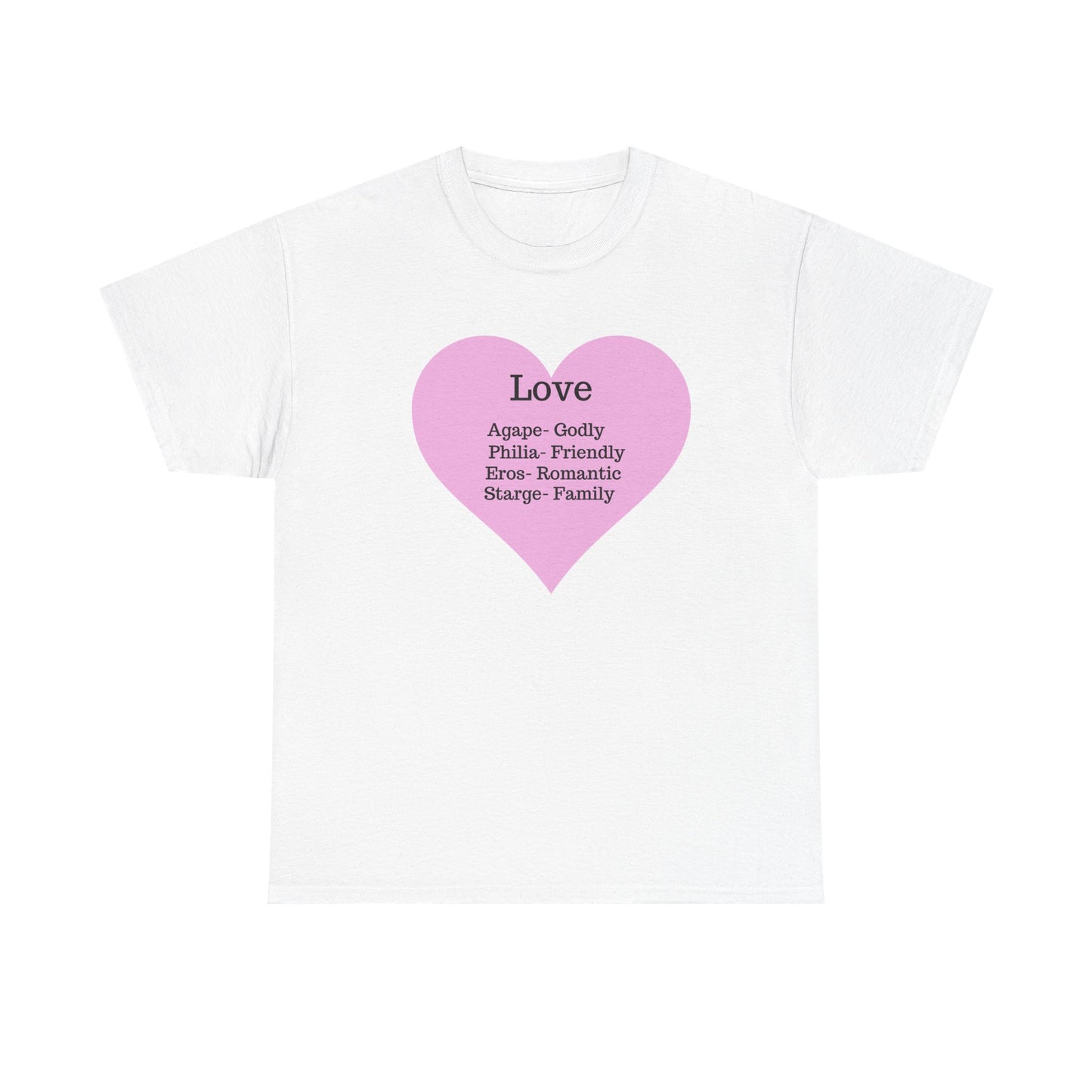 Unisex Love Heart Heavy Cotton T-Shirt - Comfortable Classic Fit Apparel