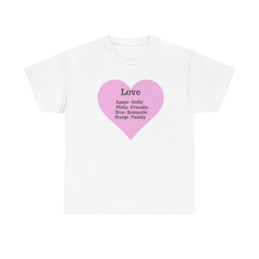 Unisex Love Heart Heavy Cotton T-Shirt - Comfortable Classic Fit Apparel