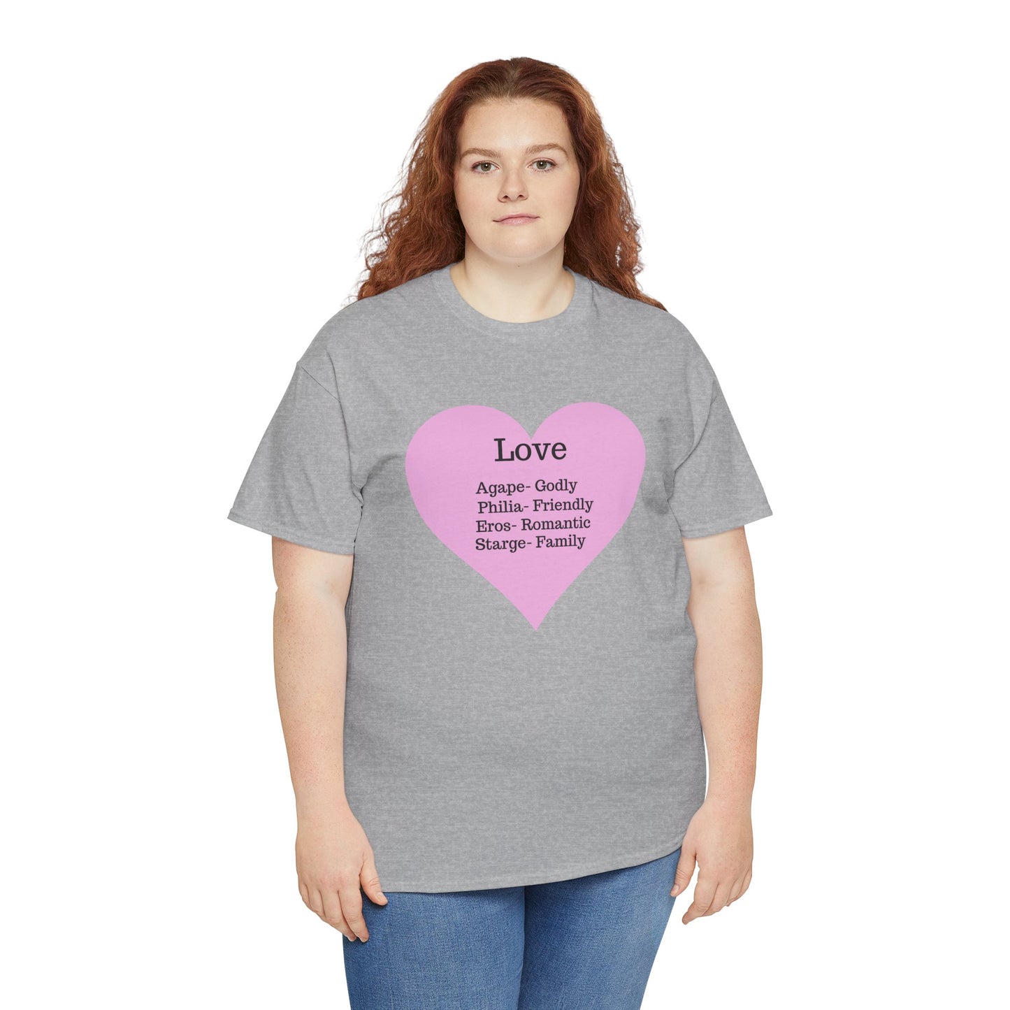 Unisex Love Heart Heavy Cotton T-Shirt - Comfortable Classic Fit Apparel