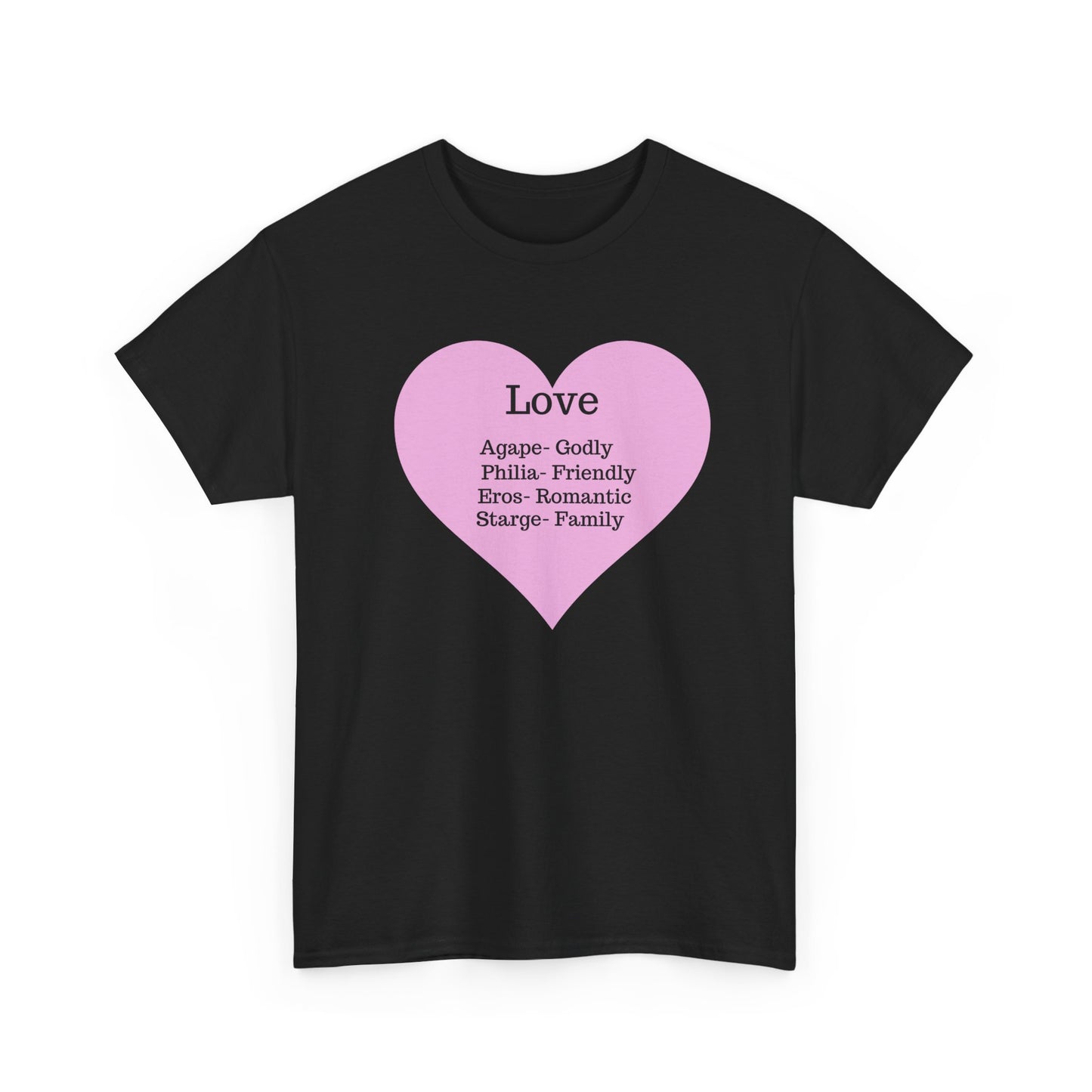 Unisex Love Heart Heavy Cotton T-Shirt - Comfortable Classic Fit Apparel