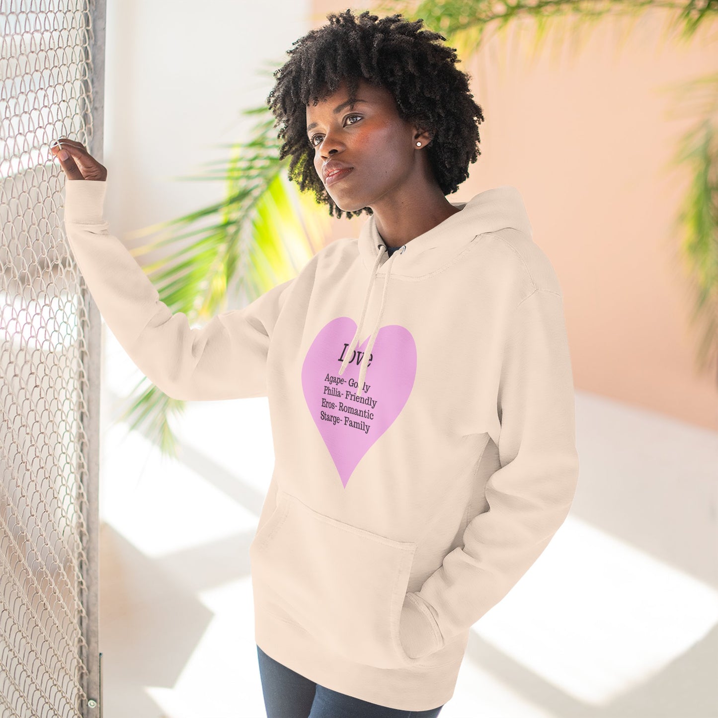 Cozy Heartfelt Love Fleece Hoodie | Soft Three-Panel Everyday Comfort
