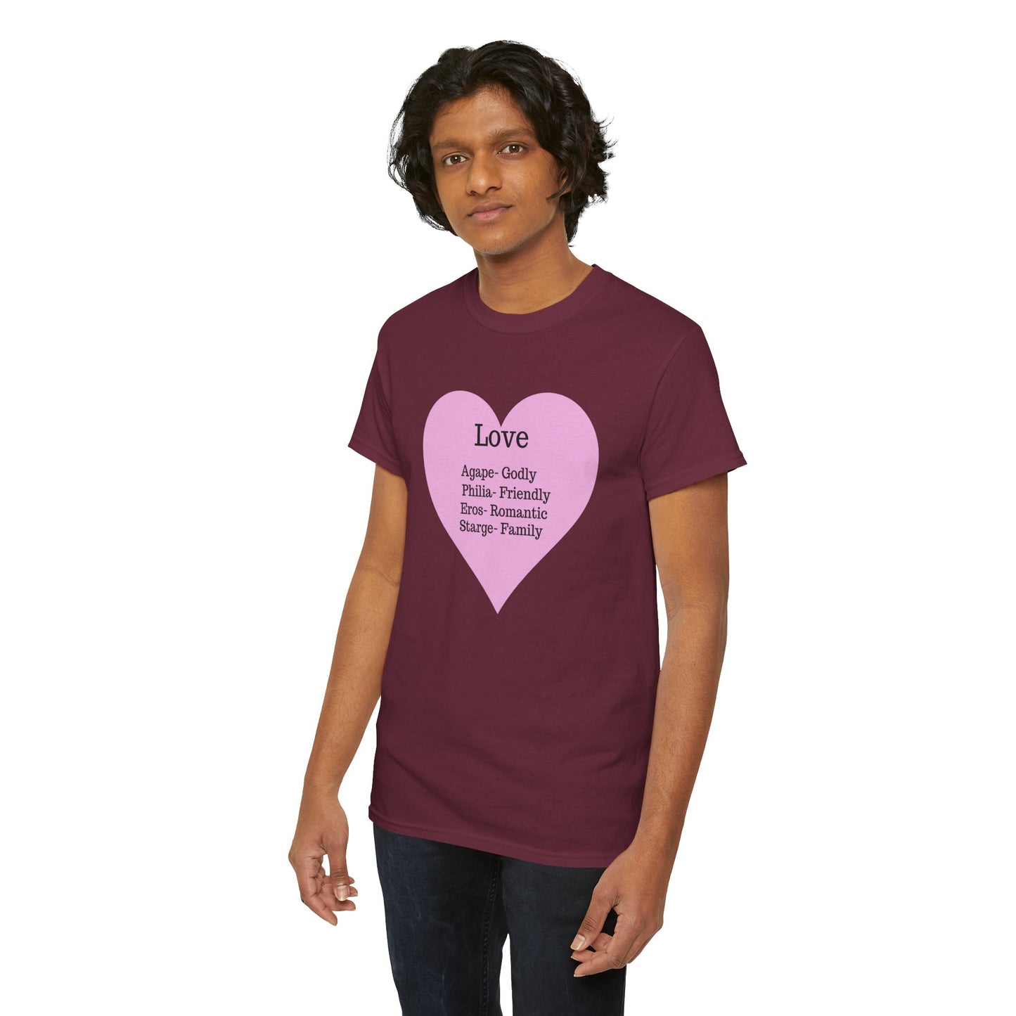 Unisex Love Heart Heavy Cotton T-Shirt - Comfortable Classic Fit Apparel