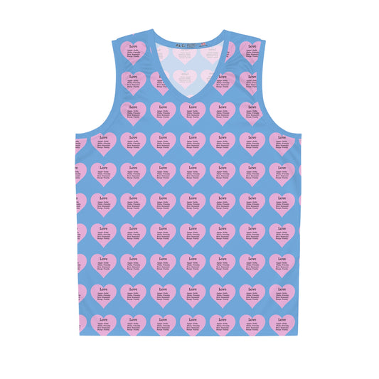 Love Heart All-Over-Print Basketball Jersey (Light Blue)