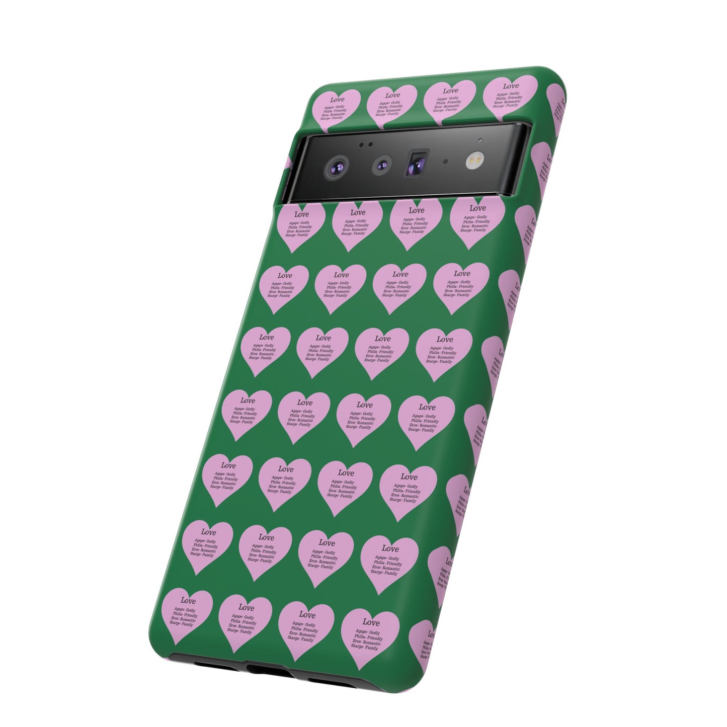Hearts-A-Flutter Phone Case (iPhone, Google Pixel)(Dark green)
