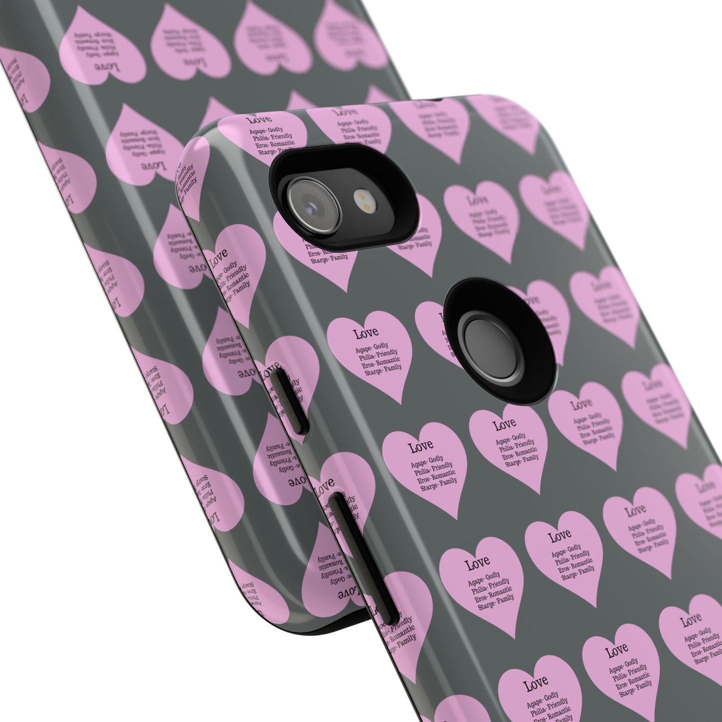 Hearts-A-Flutter Phone Case (iPhone, Google Pixel)(Dark grey)