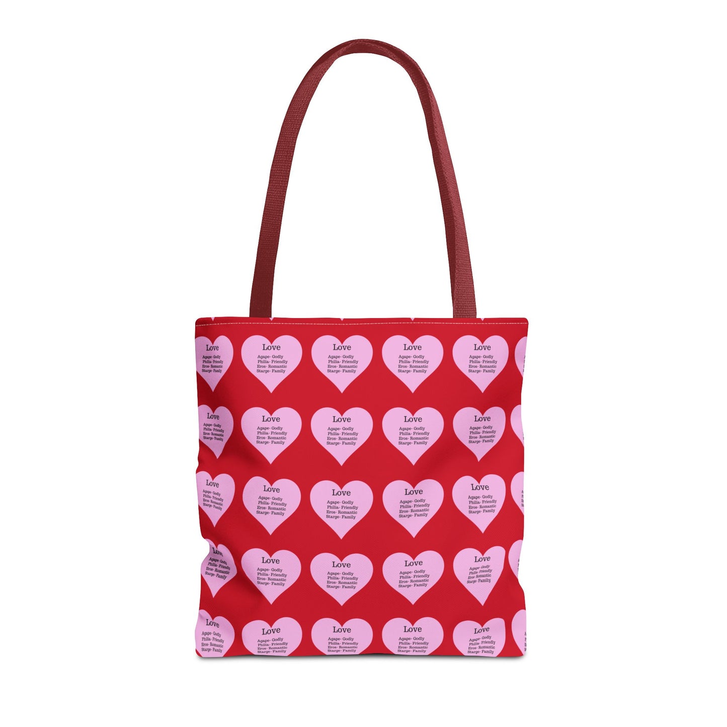Pink Hearts Tote Bag (Dark red)