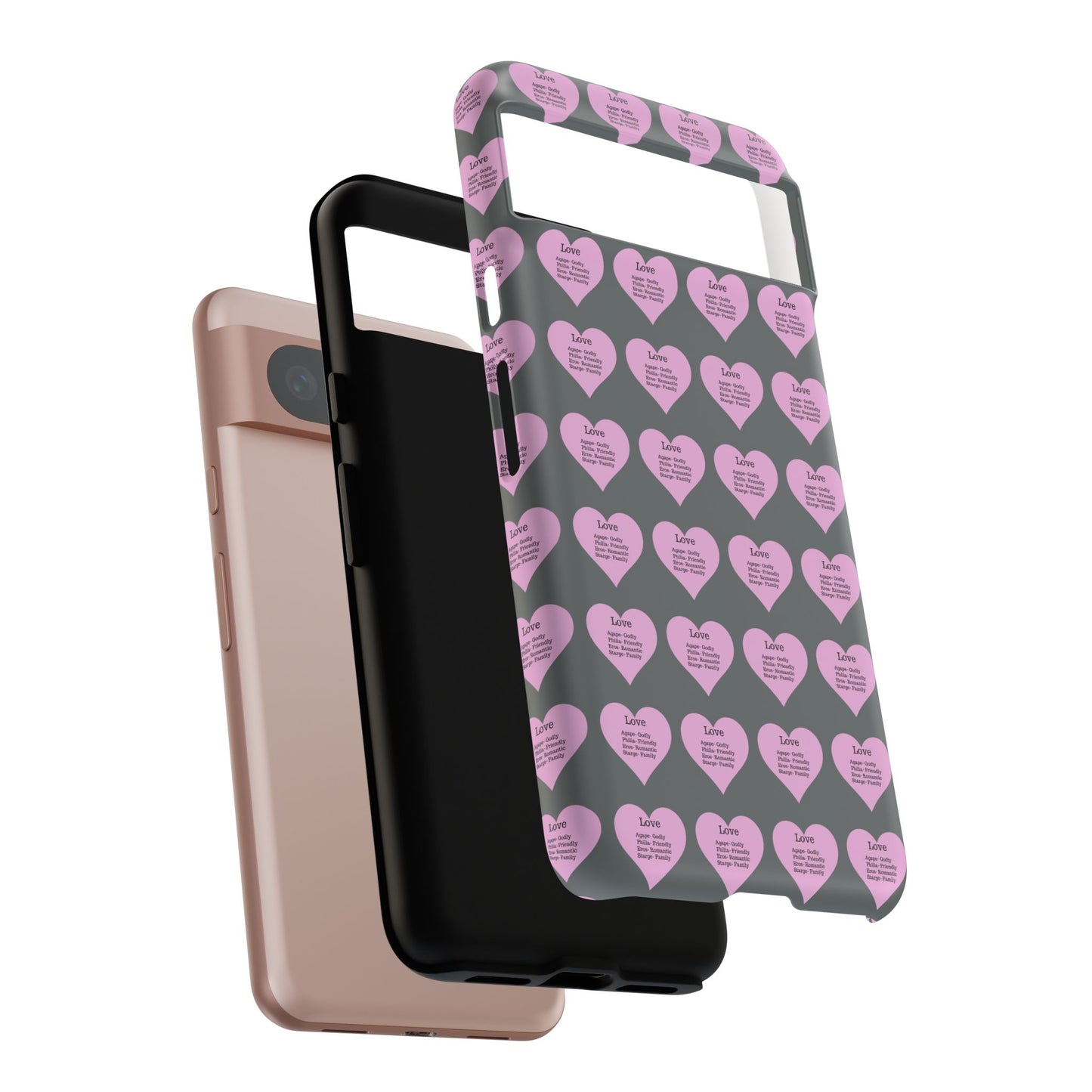 Hearts-A-Flutter Phone Case (iPhone, Google Pixel)(Dark grey)