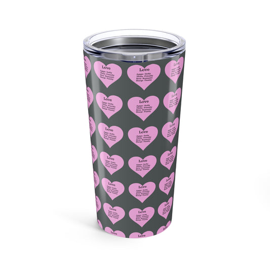 Charming Heart Insulated Stainless Steel Tumbler (20oz)(Dark grey)