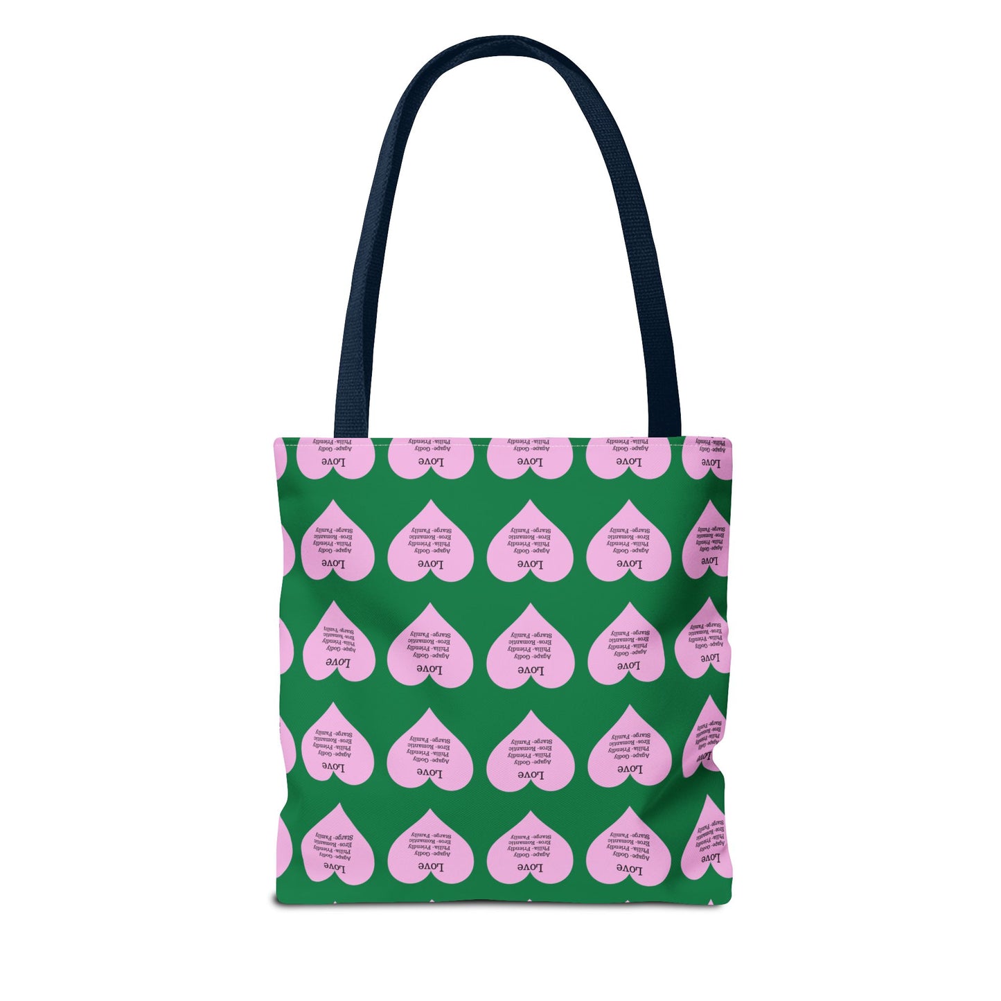 Pink Hearts Tote Bag (Dark green)