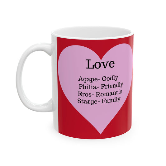 Charming Heart Ceramic Coffee Mug (Dark red)