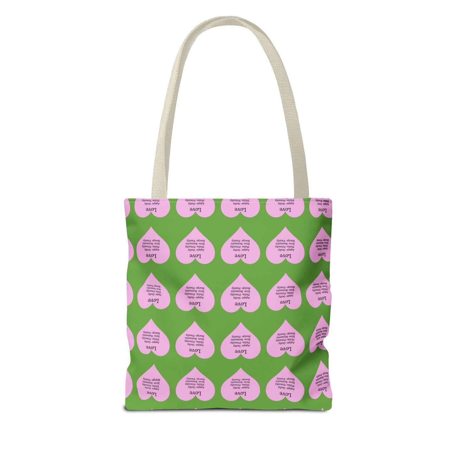 Pink Hearts Tote Bag (Green)