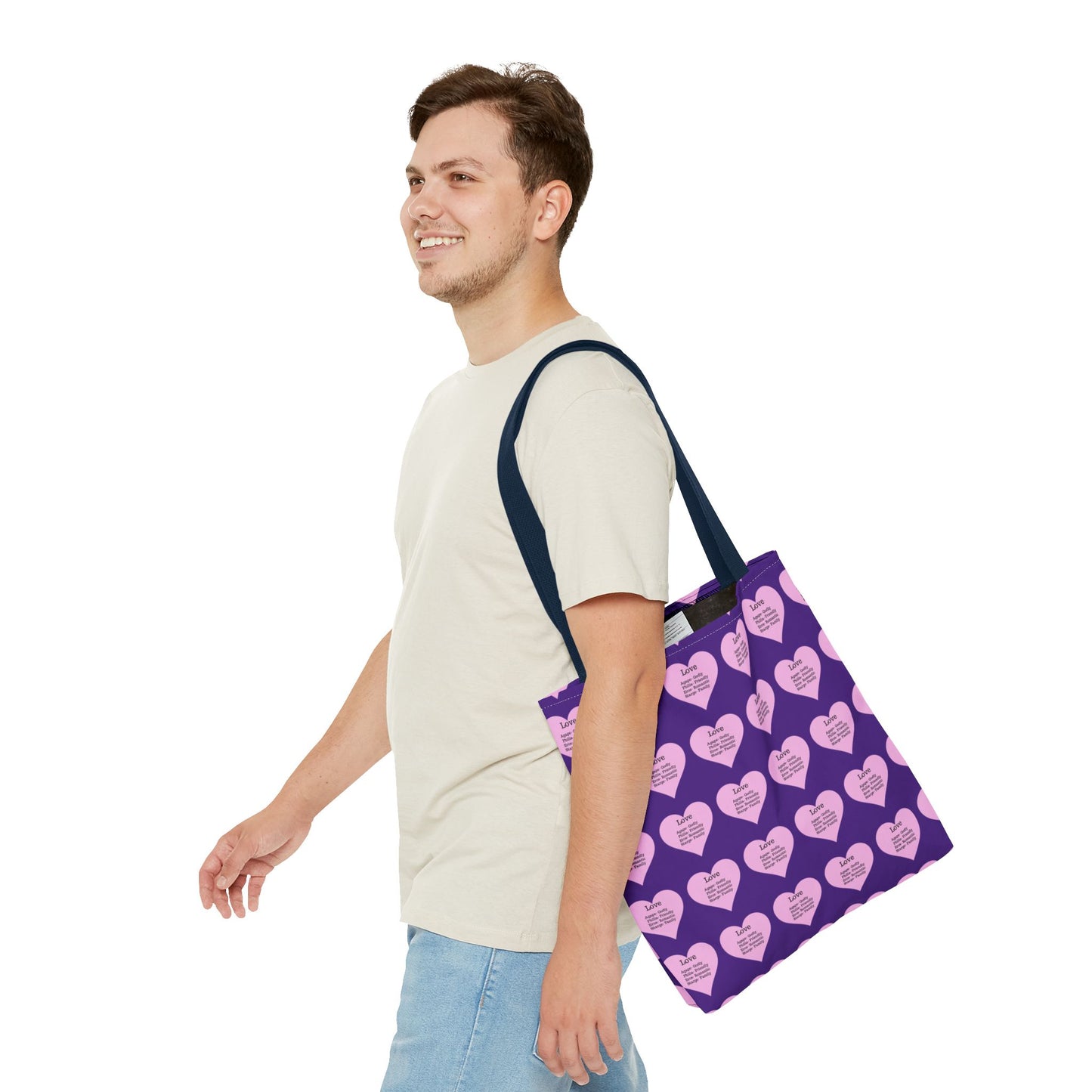 Pink Hearts Tote Bag (Purple)