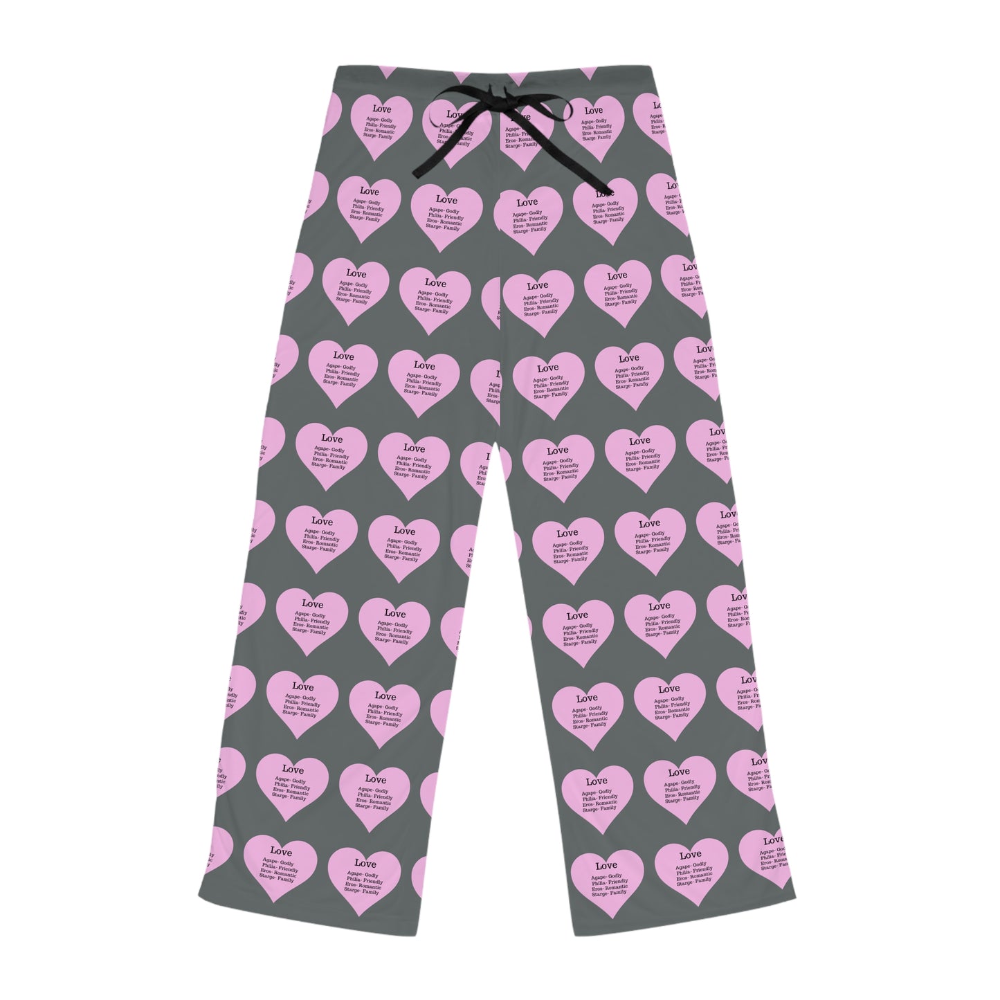 Cozy Heart Print Women's Pajama Pants (Dark Grey)