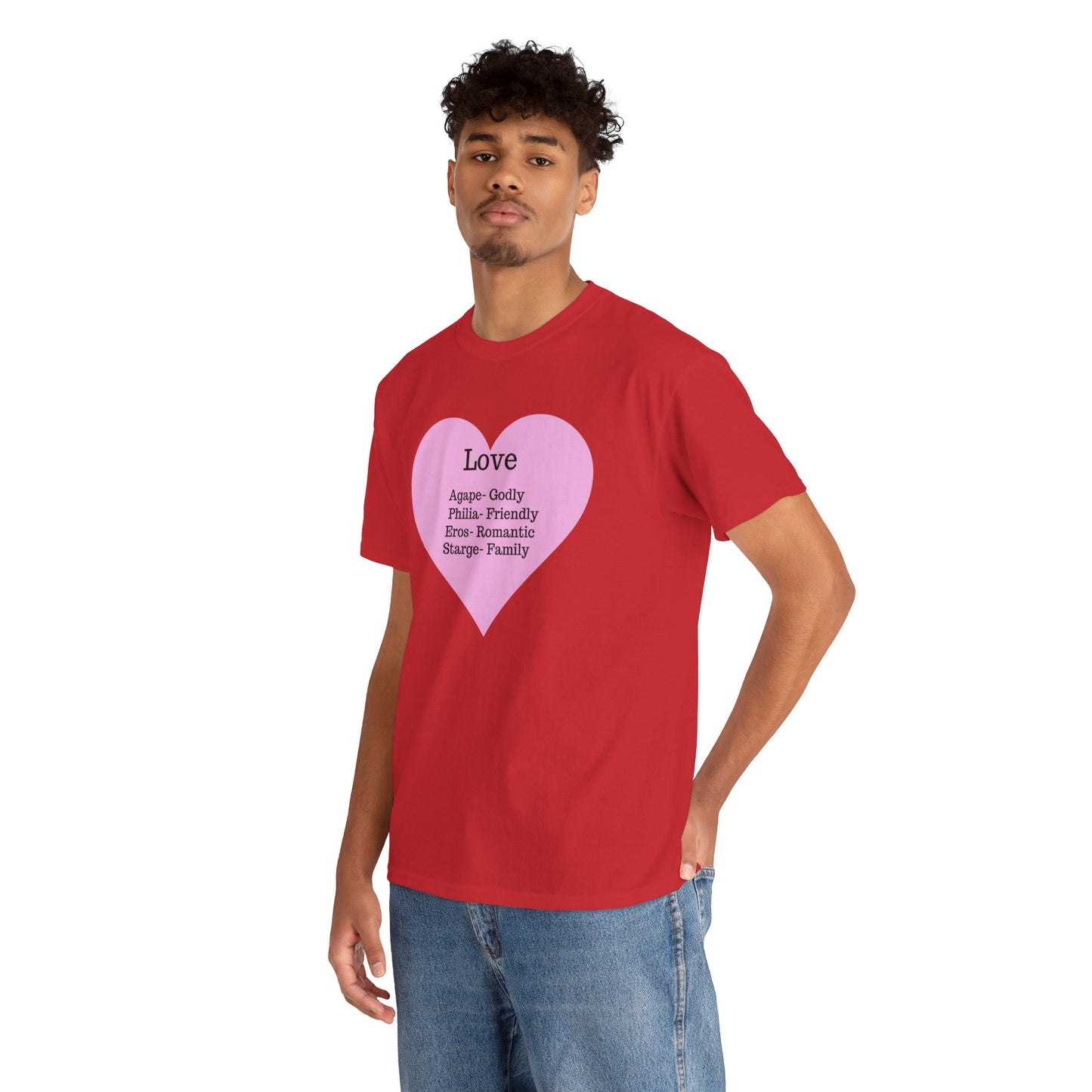 Unisex Love Heart Heavy Cotton T-Shirt - Comfortable Classic Fit Apparel
