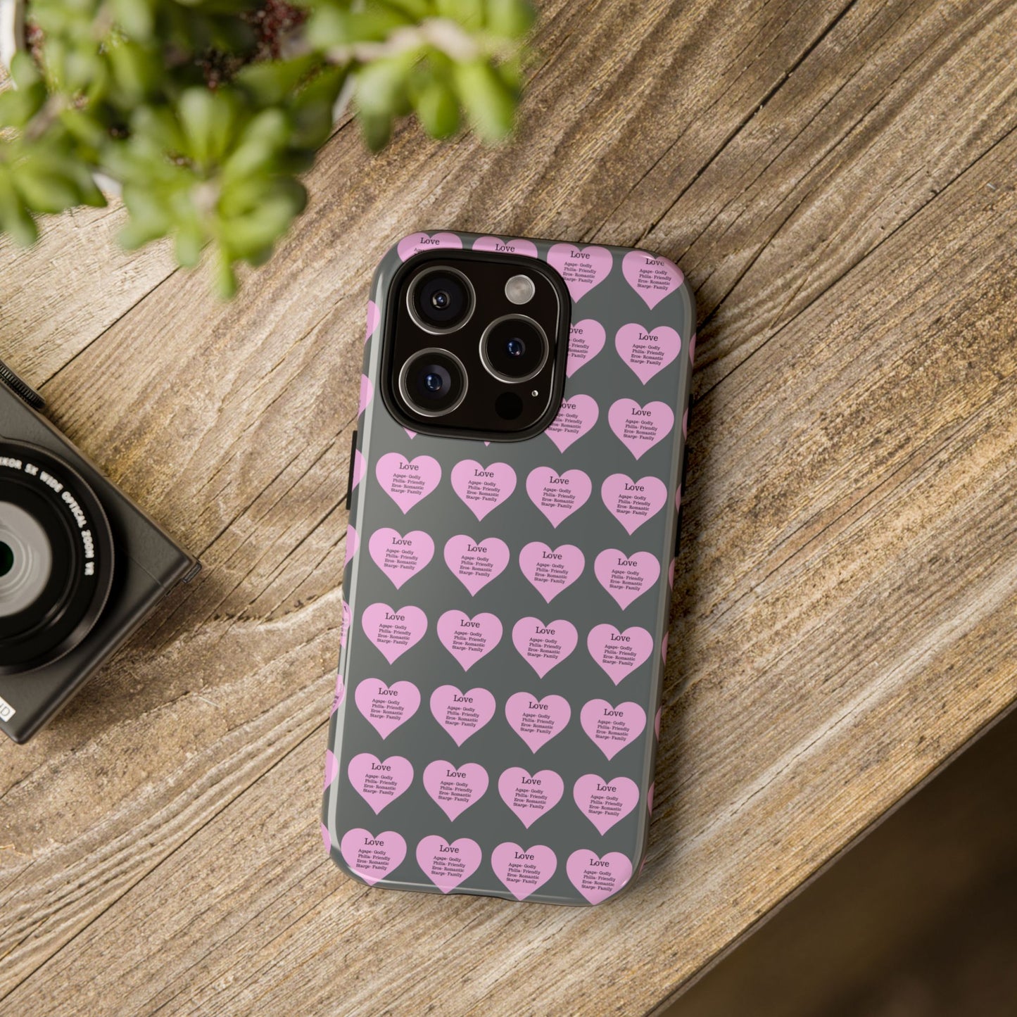 Hearts-A-Flutter Phone Case (iPhone, Google Pixel)(Dark grey)