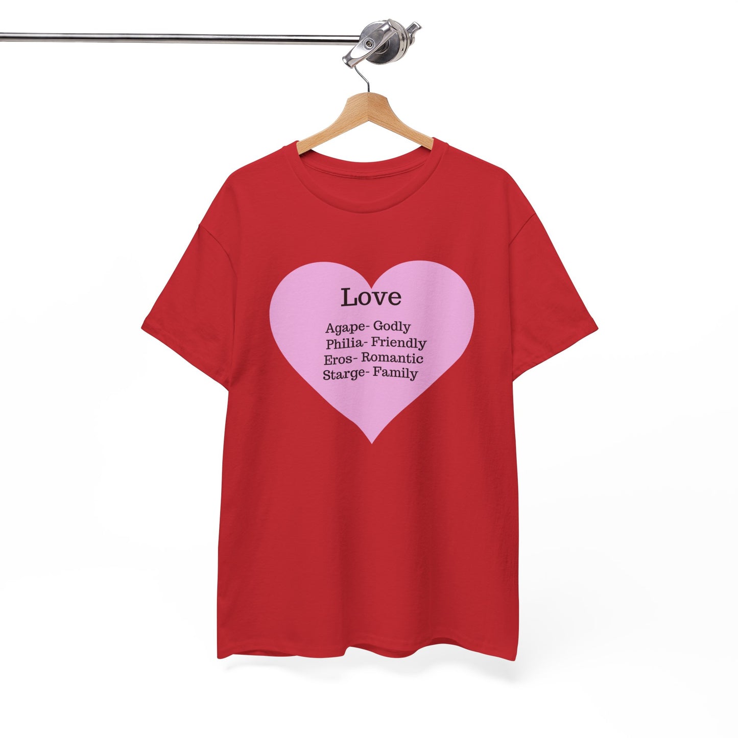 Unisex Love Heart Heavy Cotton T-Shirt - Comfortable Classic Fit Apparel